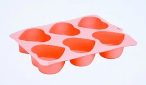 Valentine's Red or Pink Heart Shaped Silicone 6ct Baking Molds, Free Shipping! - Picture 1 of 4