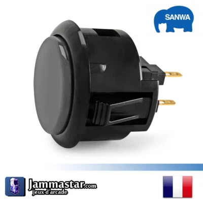 Boutons arcades originaux Sanwa Denshi OBSF-30 Sanwa - Noir Gris - Black Grey