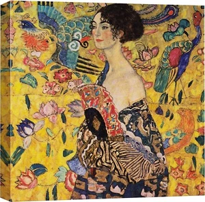 16"x16" Gustav Klimt Wall Art Canvas Print - Lady with Fan  - Picture 1 of 5