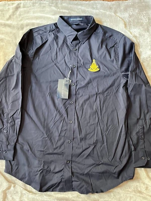 4XL Navy Past Master w/Square Masonic Button Down Shirt Long Sleeve Wicking NEW! - Image 1 of 3