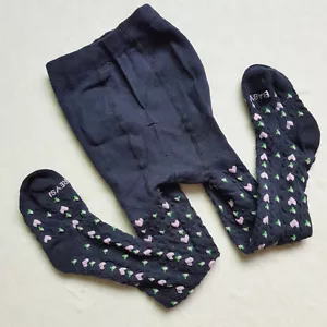 Nuevas Medias Tejidas de Algodón Floral Azul Marino para Niñas Bebés... ¡Tan Suaves! 1-2 años - Imagen 1 de 9