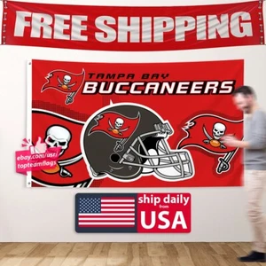 Tampa Bay Buccaneers 3x5 Flag NFL Skull Logo Banner Us Seller Fast FREE Shipping - Picture 1 of 15