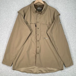 Drake Waterfowl Shirt Mens M Brown Lightweight Vented Outdoor Button Up - Picture 1 of 10