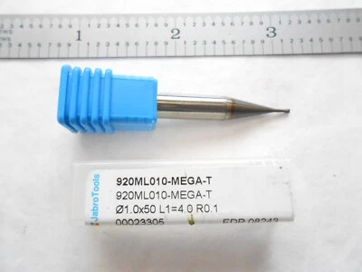 NEW SECO USA 1MM CUT DIA X 1.5MM LOC X 50MM L X .10MM CR 2FL CC CARBIDE END MILL - Изображение 1 из 4