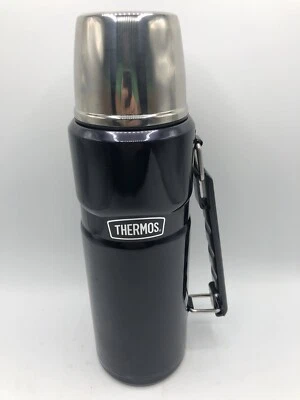 THERMOS ~ 40 oz. Negro ~ Botella de bebidas de acero inoxidable aislada al vacío King Foto 1 de 4