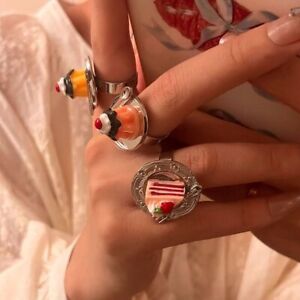 Spoon Mousse Cake Rings Open Jelly Finger Ring Strawberry Cake Ring  Hipster