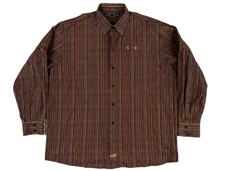 Coogi Men Brown Striped Long Sleeve Button Up Shirt Sz XXXL  - Image 1 of 4