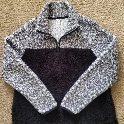 Pullover Sonoma polar 1/4 cremallera para mujer L negro blanco Foto 1 de 4