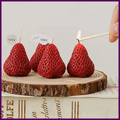 15pcs Strawberry Shaped Scented Candles Fruit Aroma Soy Wax Handmade Candle Home - Image 1 of 4
