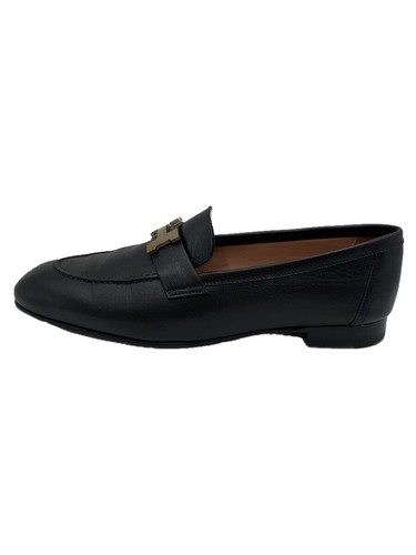 HERMÈS Hermes Paris H fibbia mocassini scarpe da abito 38 5 nero pelle 