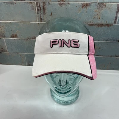 Visera de golf Ping bordada para mujer algodón puro talla ajustable rosa y blanco  Foto 1 de 4