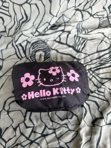Borsa vintage Y2K 03 Sanrio Hello Kitty rosa nera pieghevole tela tasca con cerniera - Foto 1 di 8