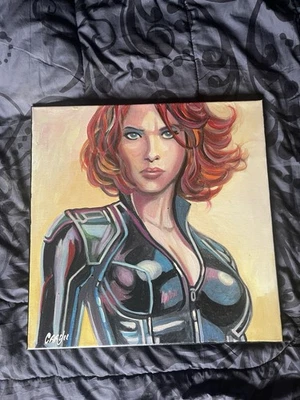Cargill Painting 18x18 Black Widow Avengers Scarlett Johansson - Image 1 of 2