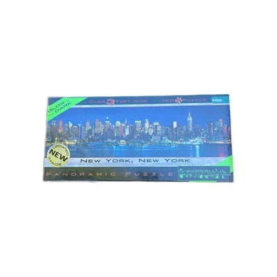 VTG NEW NY Skyline Pre 911 Panoramic Puzzle Glow In The Dark Twin Towers 3ft  - Image 1 of 4