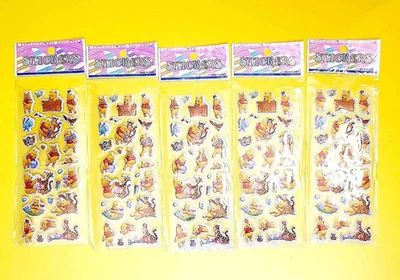 LOT 5x STICKERS SHEETS WINNIE THE POOH PIGLET TIGGER FRIENDS PLAYING RABBIT BEE - Image 1 of 4