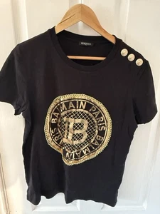 Balmain Paris Men's T-Shirt Size M With Golden Logo And Chain - Picture 1 of 7