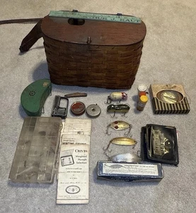 SELTEN Clint Ishman Angelgatter Vintage geflochten mit Klappdeckel + Leder + Fliegen + - Bild 1 von 24