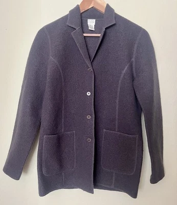 Vintage Eileen Fisher 100% Wool Boiled Wool Jacket Coat Laganlook Luxury  - Image 1 of 4