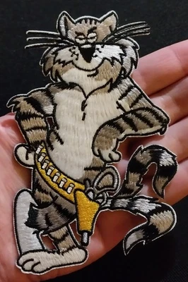 NAVY TOMCAT STANDING F-14 VF Figher Squadron Tomcat Figure Military BIKER PATCH - Image 1 of 4