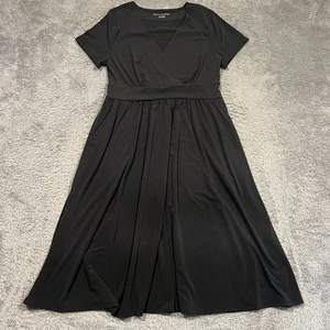Soft Surroundings Midi Fit & Flare Dress Women's MP Petite Black Short Sleeve - Picture 1 of 12