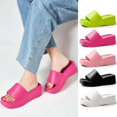 Mujer Cuña Tacones Altos Verano Plataforma Zapatillas Zapatos Informales Peep Toe Sandalias Foto 1 de 4