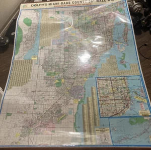 Huge Dolph’s Miami Dade County￼ 60”x 80”  Wall Map Florida - Picture 1 of 24
