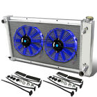 FIT 67-72 CHEVY C10 C/K ALUMINUM THREE ROW/CORE RADIATOR+12? BLUE COOLING FANS
