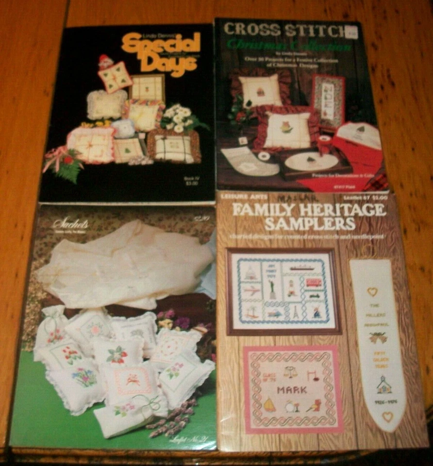 Vintage Lot of 4 ~ Cross Stitch Pattern Books ~ (Lot CP8) - Image 1 of 4