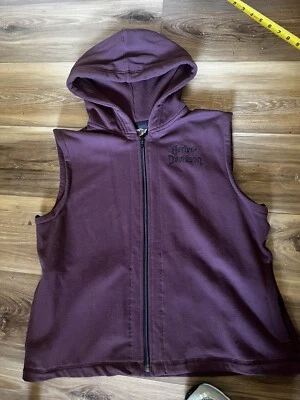 Harley Davidson Mujer Cremallera Completa Sin Mangas Sudadera con Capucha Chaleco Borgoña Talla XLarge Foto 1 de 4