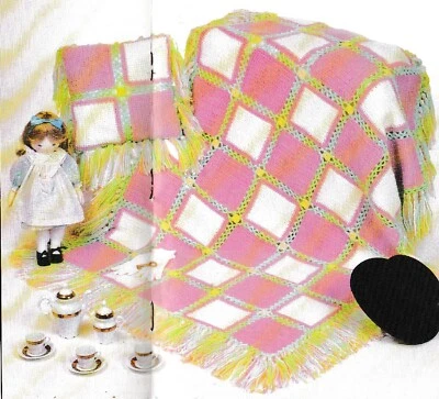 Patchwork Afghan and Pillow Set - Worsted weight yarn - Crochet Pattern ONLY - Image 1 of 2