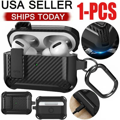 Protective Case For Apple AirPods Pro 2019 Cover + Keychain Clip Shockproof Skin - Image 1 of 4