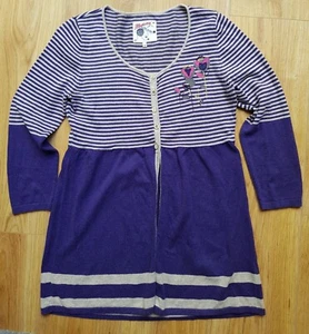 Mantaray purple/beige stripe 3/4 sleeve cardigan Size 10 - Picture 1 of 9