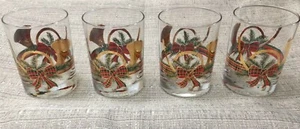 Culver Clear Glass Cups with Golden Christmas Bells Design Glasses Cup Set of 4 - Picture 1 of 12