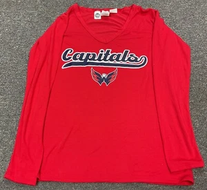NWT! Women's Concept Sports NHL New Capitals V-neck Long Sleeve Red T-shirt - M - Picture 1 of 8