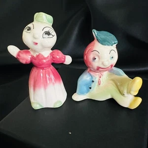 Vintage Anthropomorphic Flirting Couple Vegetable Figurine Japan Bloody Boy Girl - Picture 1 of 12