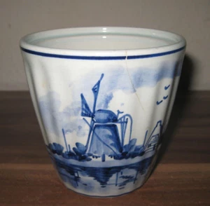 Echt Delft Keramik Zuckerdose mit Windmühle Dekor - Picture 1 of 9