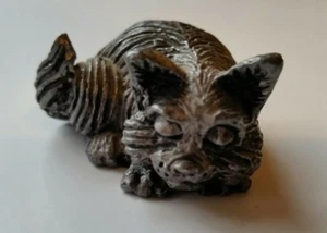 Pewter Cat Made Handcrafted in U.S.A. Less than 2" Used Cute Kitty - Picture 1 of 9