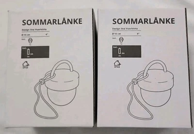 Ikea SOMMARLANKE LED Lámpara Colgante Blanca 4" Funciona con Pilas Exterior Lote De 2 Foto 1 de 4