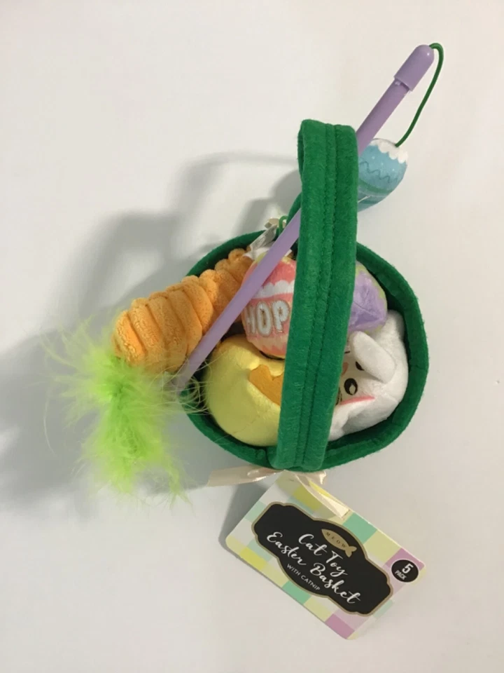 GMason Meow Cat Toy Easter Basket w/Catnip Includes 5 Toys NEW - Image 1 of 4