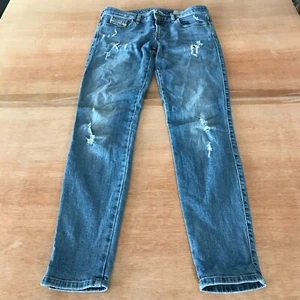 Diesel Gracey Super Slim Skinny Low Waist Jeans Women 25x30 Blue Distressed - Picture 1 of 13