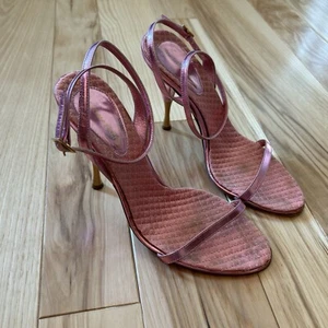 Y2K BCBG Pink Leather Straps High Heel Stiletto Sandals US Size 7 - Picture 1 of 12