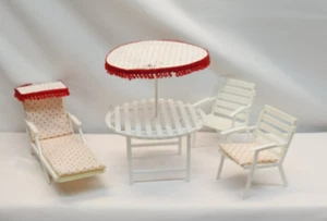 Vintage Barbie Style Dollhouse Furniture Patio Set Table - Picture 1 of 5