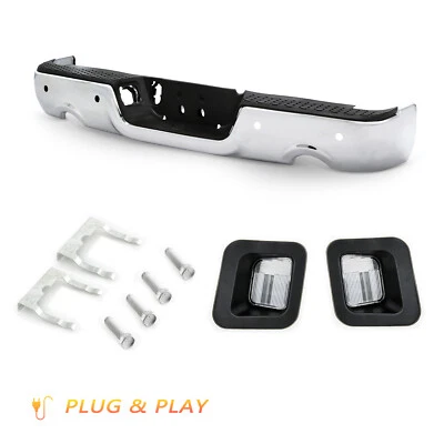 W/ Dual Exhaust & Sensor Holes For 2009-2018 Dodge Ram 1500 Chrome Rear Bumper Foto 1 de 4