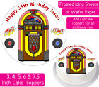 JUKEBOX EDIBLE WAFER & ICING PERSONALISED CAKE TOPPERS BDAY PARTY MUSIC VINYL