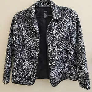 RQT Full Zip Lightweight Printed Quilted Jacket, size Small, Black White - Picture 1 of 14