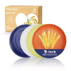 Plastic Dinner Plates Reusable Free Dishwasher Safe Microwave Colorful Set - Picture 1 of 8