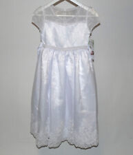 Bonnie Jean Girls SIZE 8 Communion Dress Cap Sleeve Fit Flare Midi WHITE Pearl