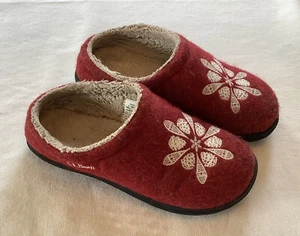 L L Bean Wollhausschuhe Schneeflockenmotiv rot Damengröße 6 - Bild 1 von 7