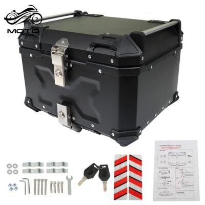 55L Motorcycle Top Case Tail Box Waterproof Luggage Scooter Trunk Storage Black - Image 1 of 4
