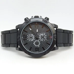 FMD FMDAL1139 Matte Black Tone Quartz Analog Men's Watch Sz. 8 1/4" New Battery - Picture 1 of 10